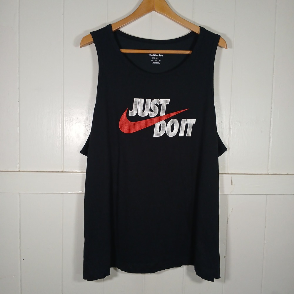 Nike Just Do It Dri-FIT Tank Top Men 2XL Black FD0146-010 Sleeveless Shirt